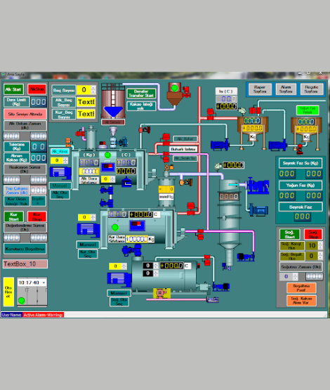 A large SCADA HMI screen for industrial plant monitoring